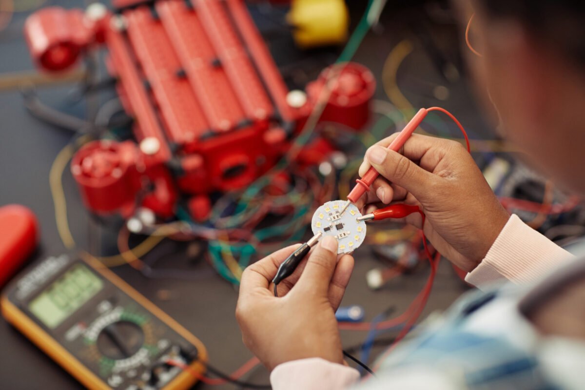 Child Building Robot Closeup